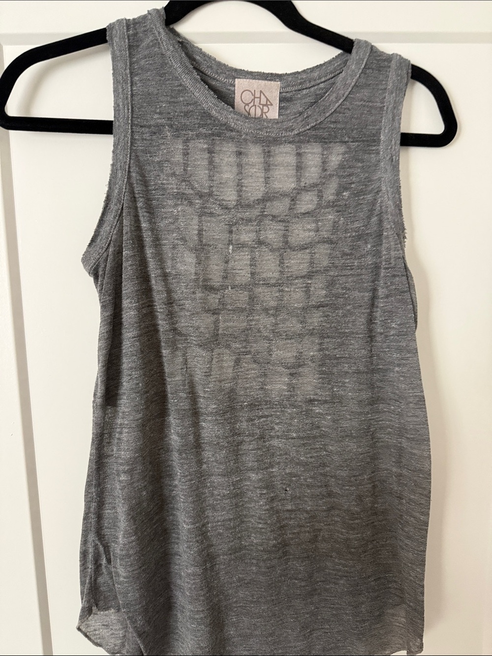 Chaser Heather Gray Sleeveless sheer Tank